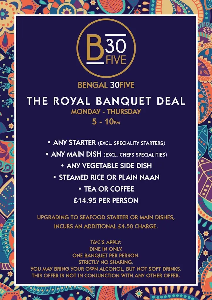 Menu_Bengal 30Five_Castle Vale_image_1
