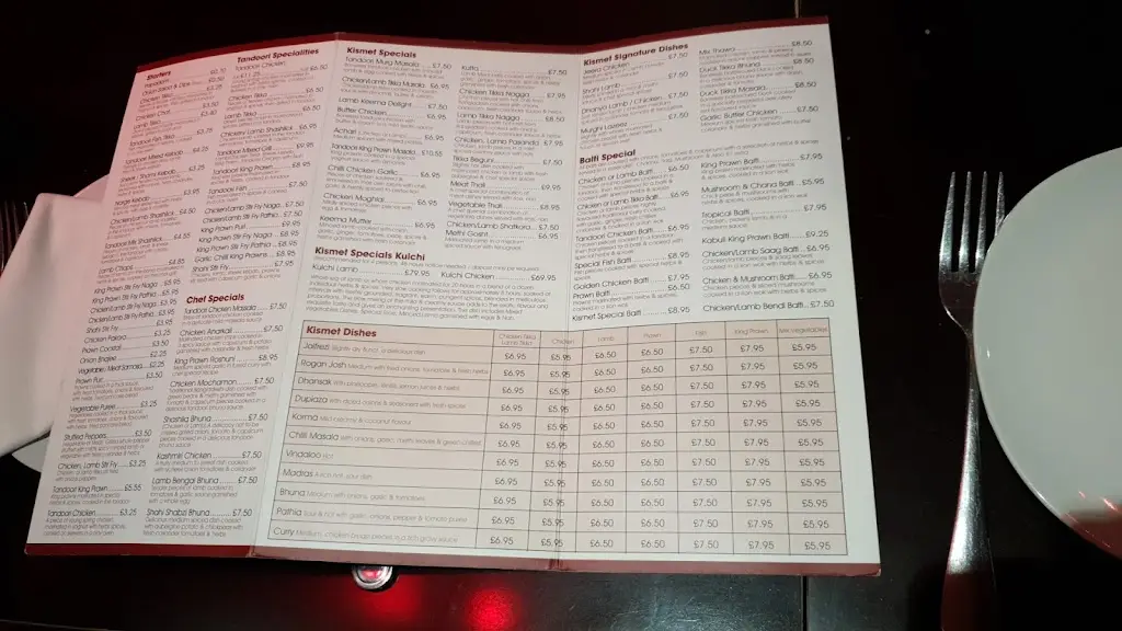Menu_Kismet Indian Restaurant_Castle Vale_image_1