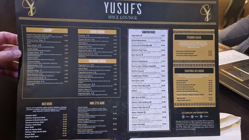 Menu_Yusuf's Spice Lounge_Castleford_immagine_3