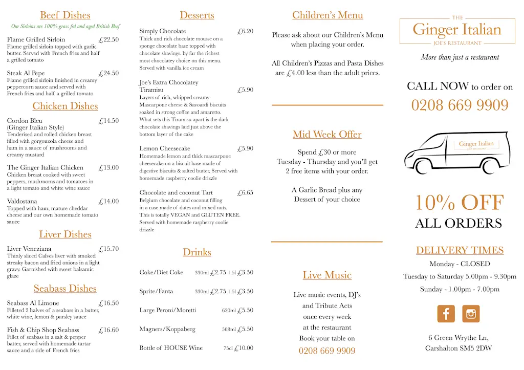 Menu_The Ginger Italian_Carshalton_image_1