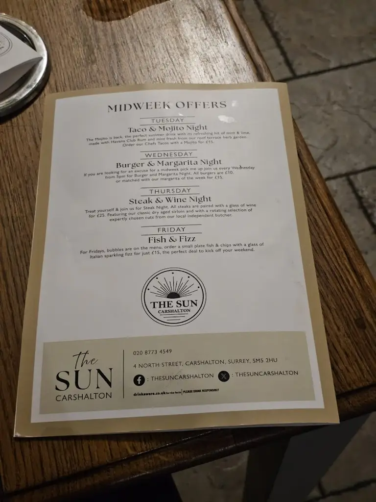 Menu_The Sun_Carshalton_immagine_3