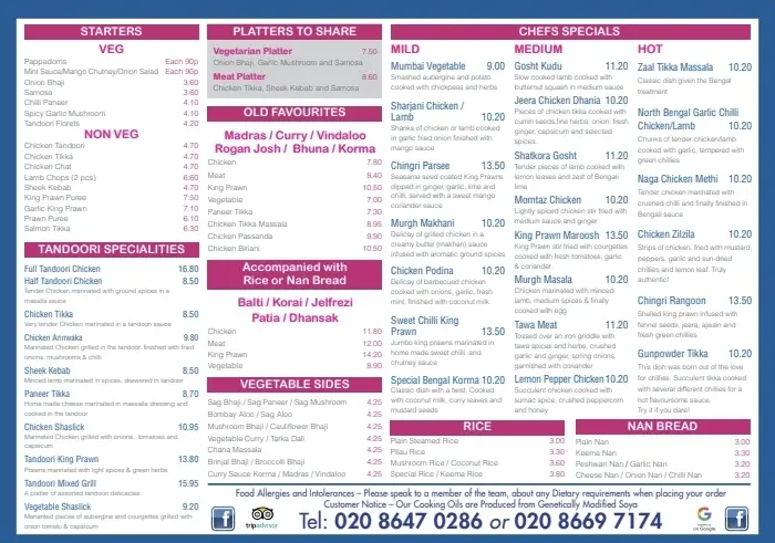 Menu_Blue Bengal_Carshalton_image_1