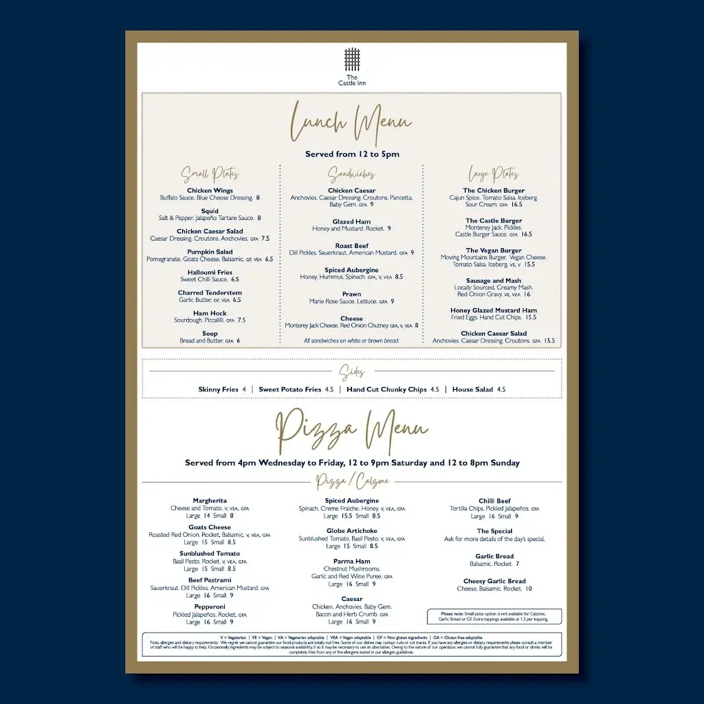 Menu_The Castle Inn_Castle Donington_image_1