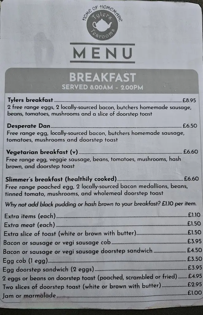 Menu_Tylers Tearooms_Castle Donington_image_1