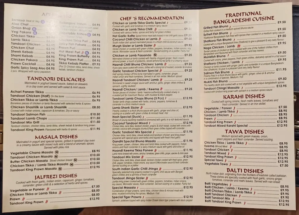 Menu_Gandhi_Castle Donington_image_1