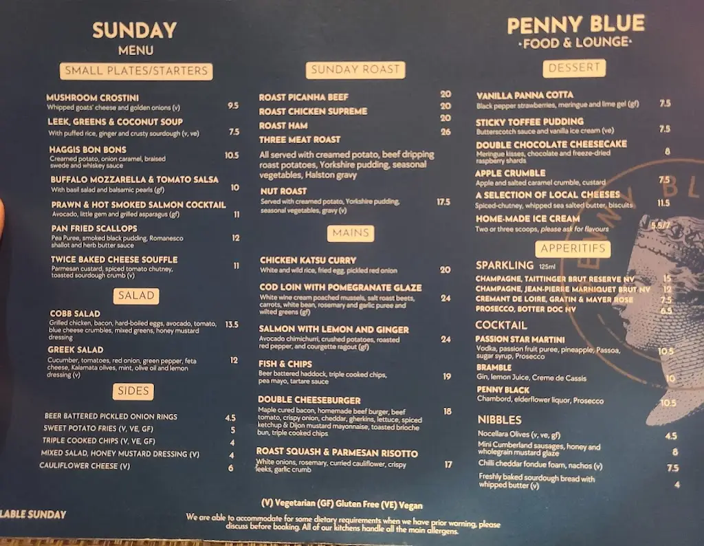 Menu_Penny Blue Restaurant & Bar_Carlisle_image_1