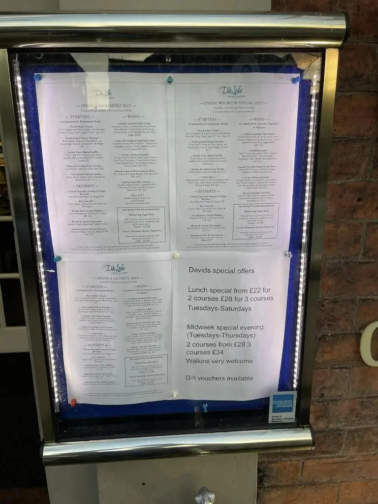 Menu_David's Restaurant_Carlisle_image_1
