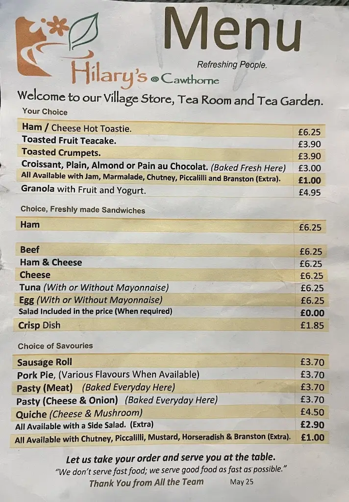 Menu_Cawthorne Village Store & Tea Room _Cawthorne_image_1
