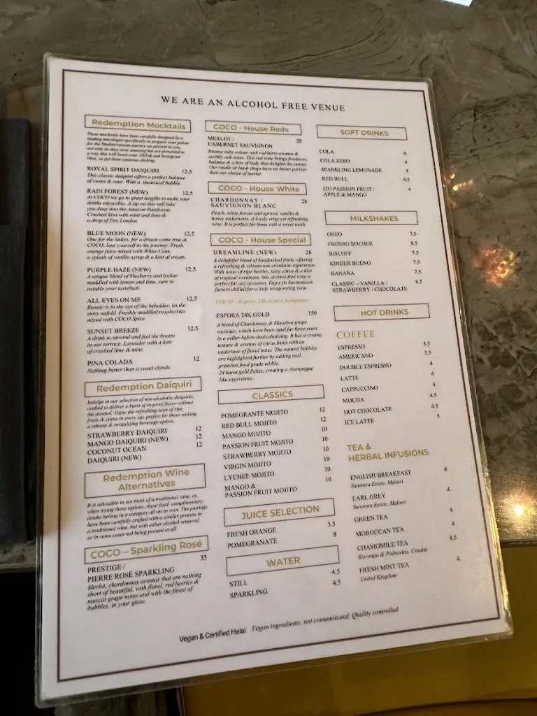 Menü_COCO Canary Wharf - Restaurant & Lounge_Canary Wharf_Bild_1