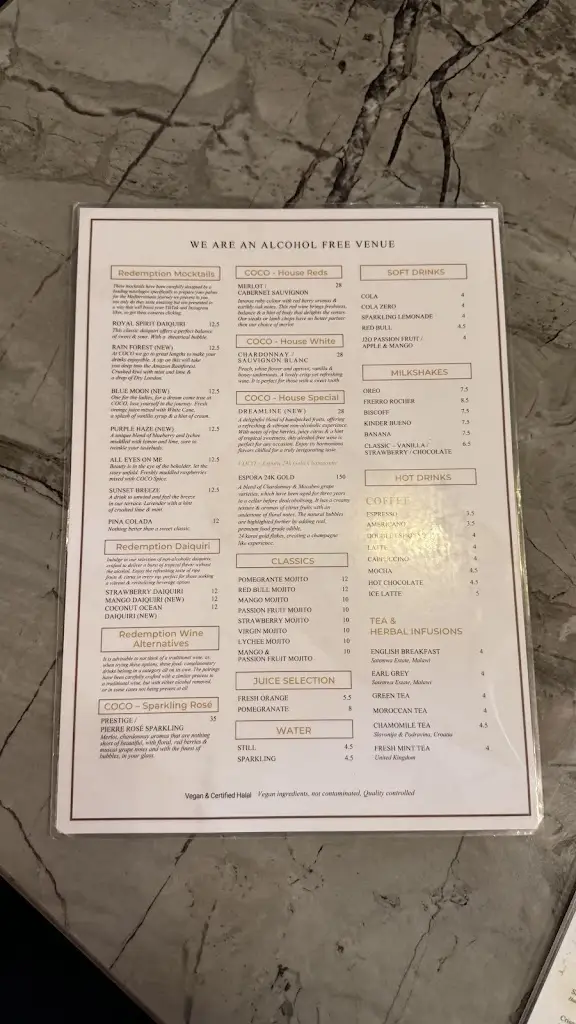 Menü_COCO Canary Wharf - Restaurant & Lounge_Canary Wharf_Bild_4