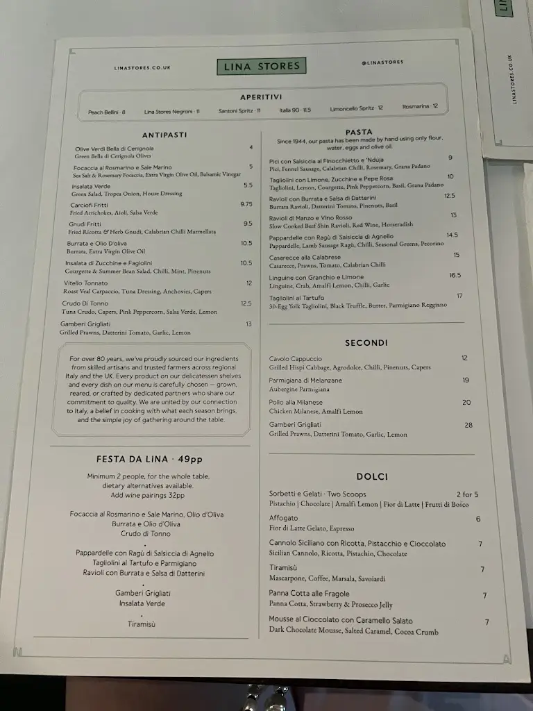 Menu_Lina Stores Canary Wharf – Italian Restaurant, Deli & Bar_Canary Wharf_image_1