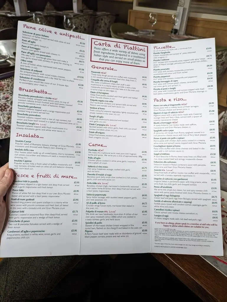 Menu_Pesto at the Dicconson Arms_Appley Bridge_image_2