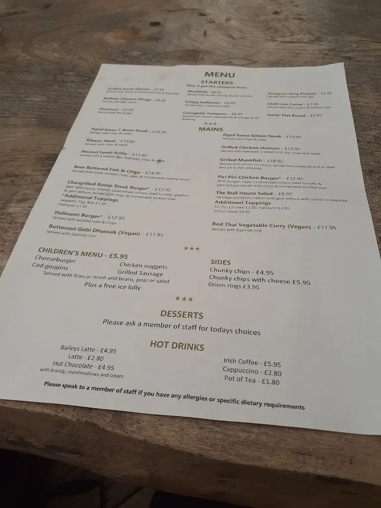 Menu_The Bull Pub & Restaurant · Grays_Chadwell St Mary_immagine_2
