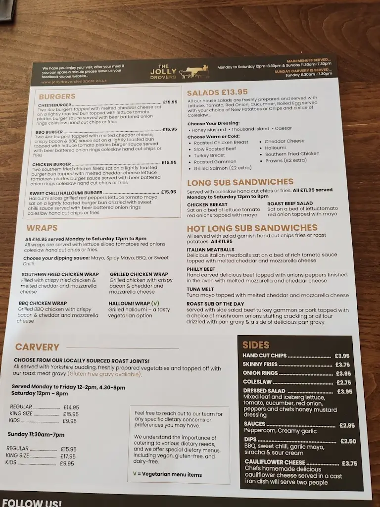 Menu_The Jolly Drovers_Castleside_image_1