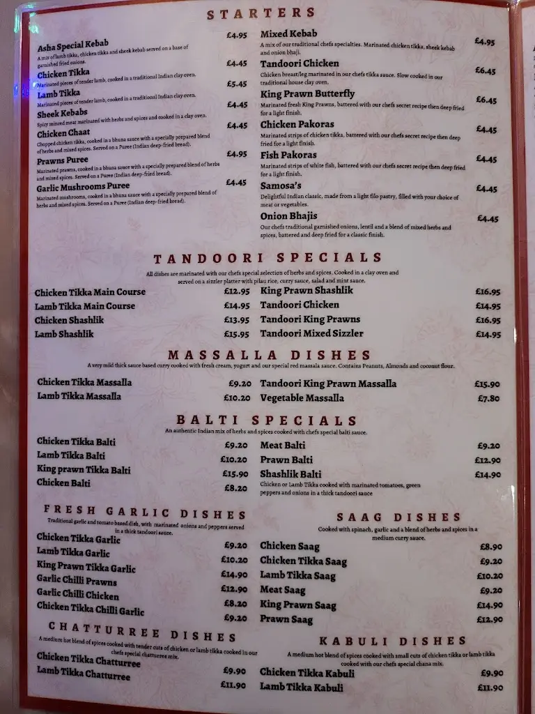Menu_Asha Tandoori_Catterick Garrison_image_1