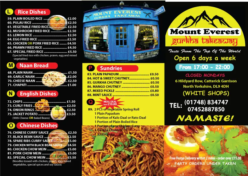 Menu_Mount Everest Gurkha Takeaway “Dine In Thakali’s Kitchen”_Catterick Garrison_image_2