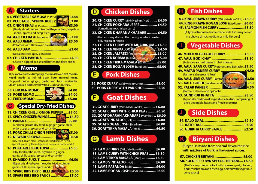 Menu_Mount Everest Gurkha Takeaway “Dine In Thakali’s Kitchen”_Catterick Garrison_image_3