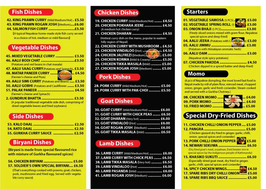 Menu_Mount Everest Gurkha Takeaway “Dine In Thakali’s Kitchen”_Catterick Garrison_image_4