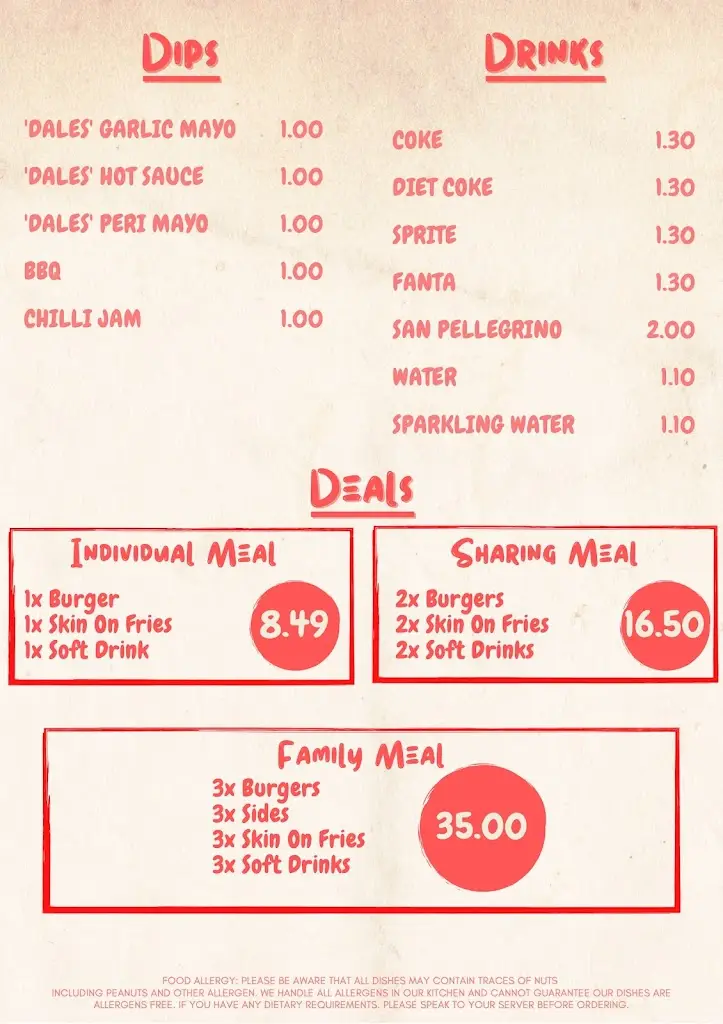 Menu_Dales Gourmet Burgers_Catterick Garrison_image_1