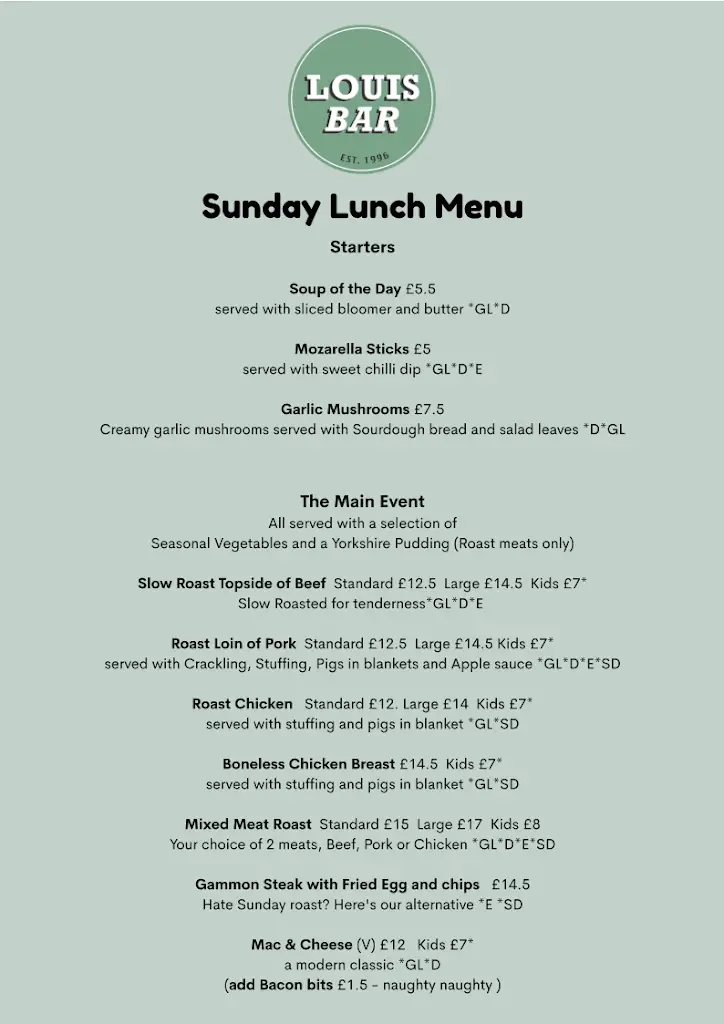 Menu_Louis Bar_Catterick Garrison_image_4