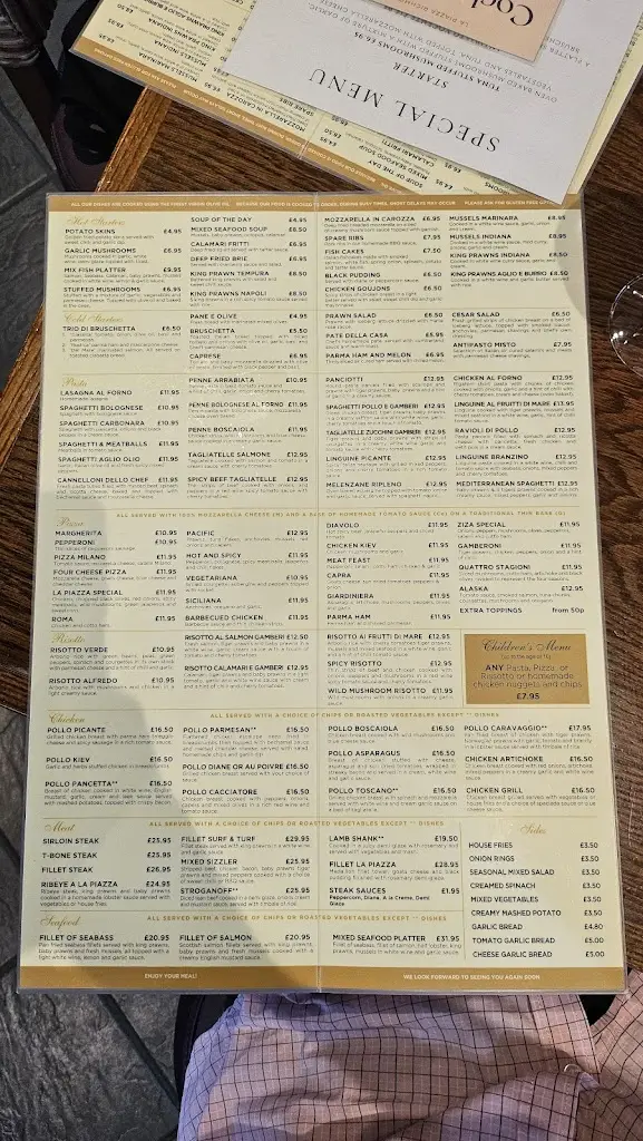 Menu_La Piazza_Catterick Garrison_image_2