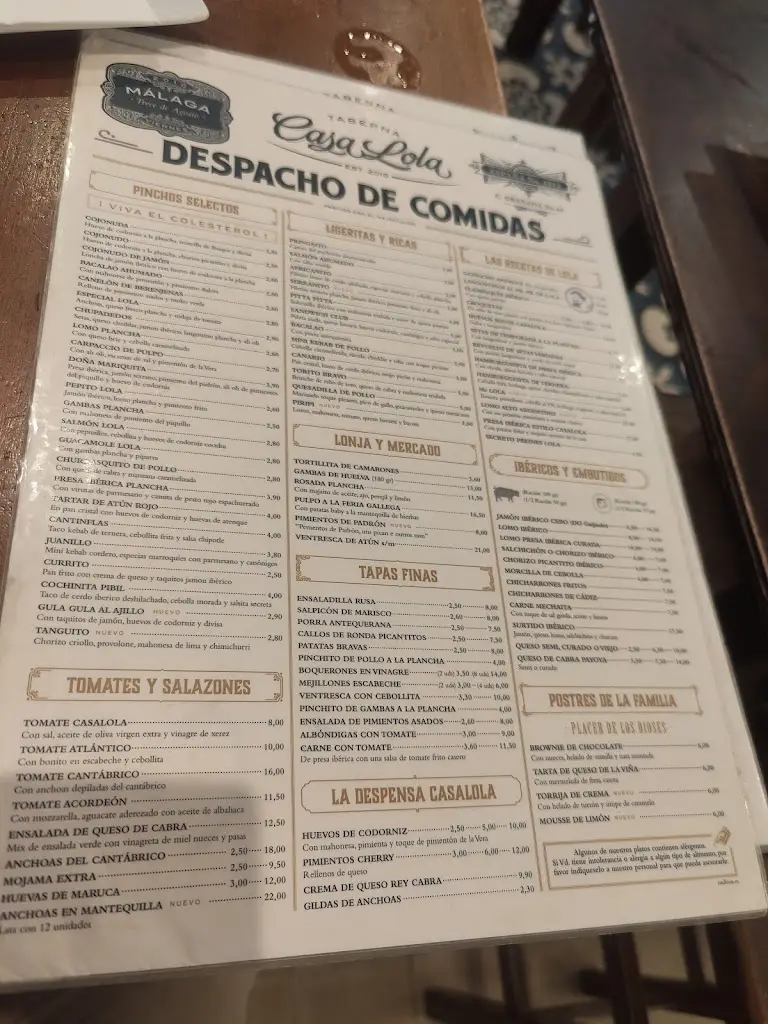 Menu_Casa Lola_Caterham_image_1