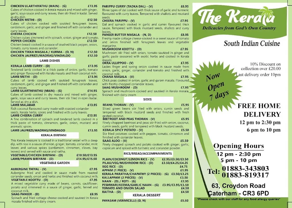 Menu_The Kerala_Caterham_image_2