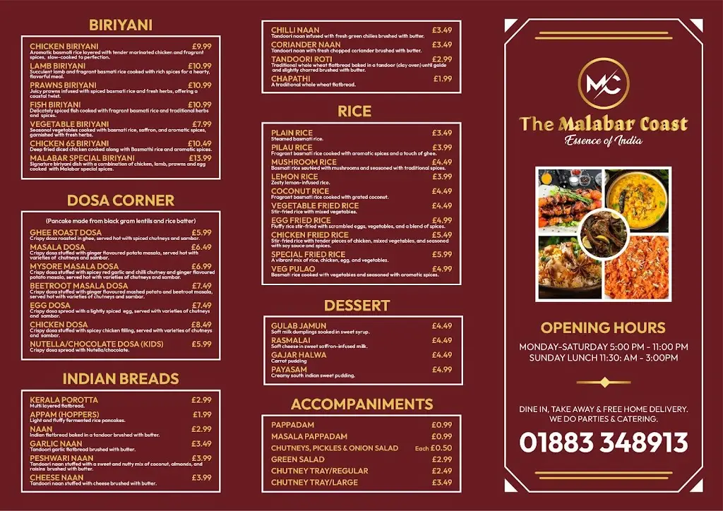 Menu_The Malabar Coast_Caterham_image_1