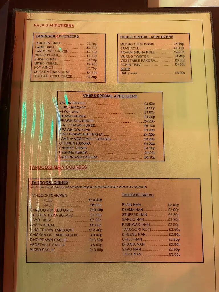 Menu_Raja Tandoori_Caterham_image_1