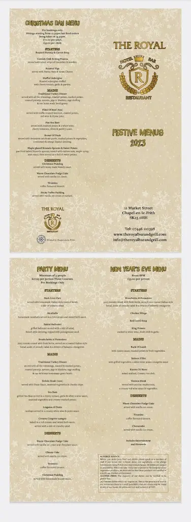 Menu_The Royal Bar & Grill_Chapel en le Frith_image_1