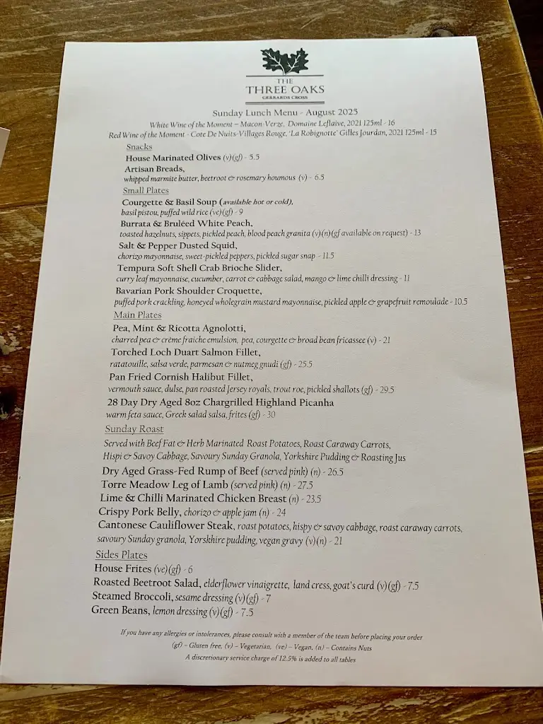 Menu_The Three Oaks_Chalfont Saint Peter_image_1