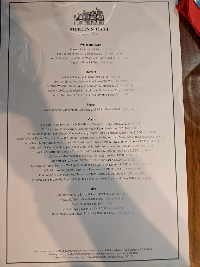 Menu_Merlin's Cave_Chalfont Saint Peter_immagine_4