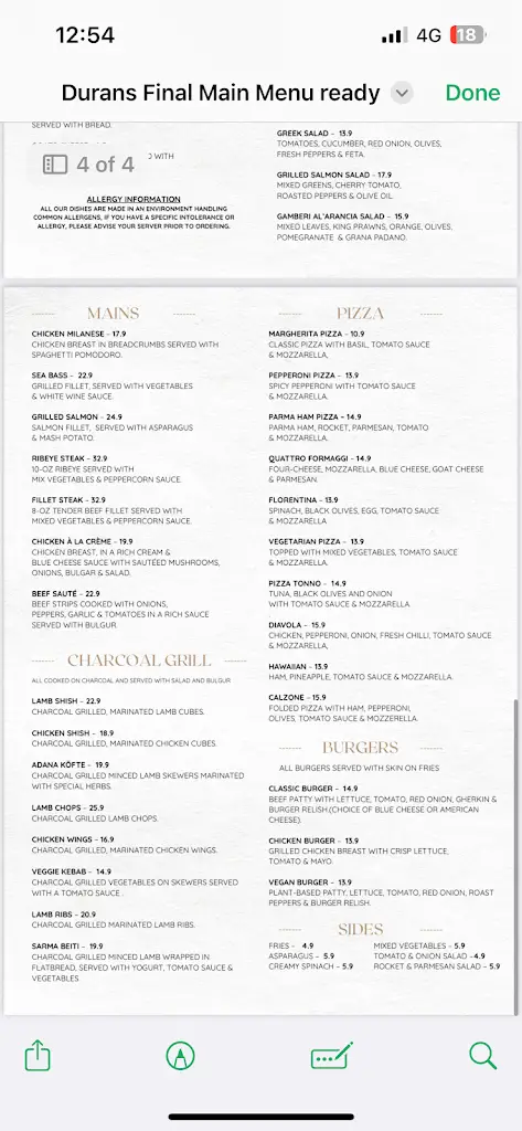 Menu_Durans kitchen_Chalfont St Giles_image_1