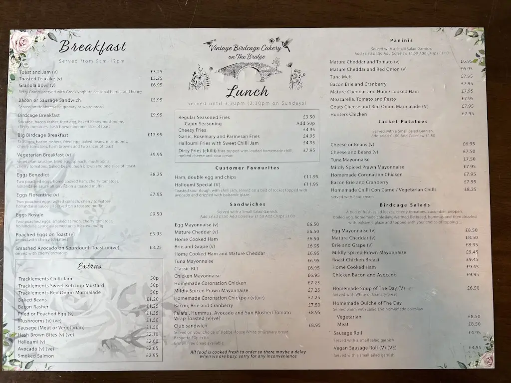 Menu_Vintage Birdcage Cakery on the Bridge_Charfield_image_1