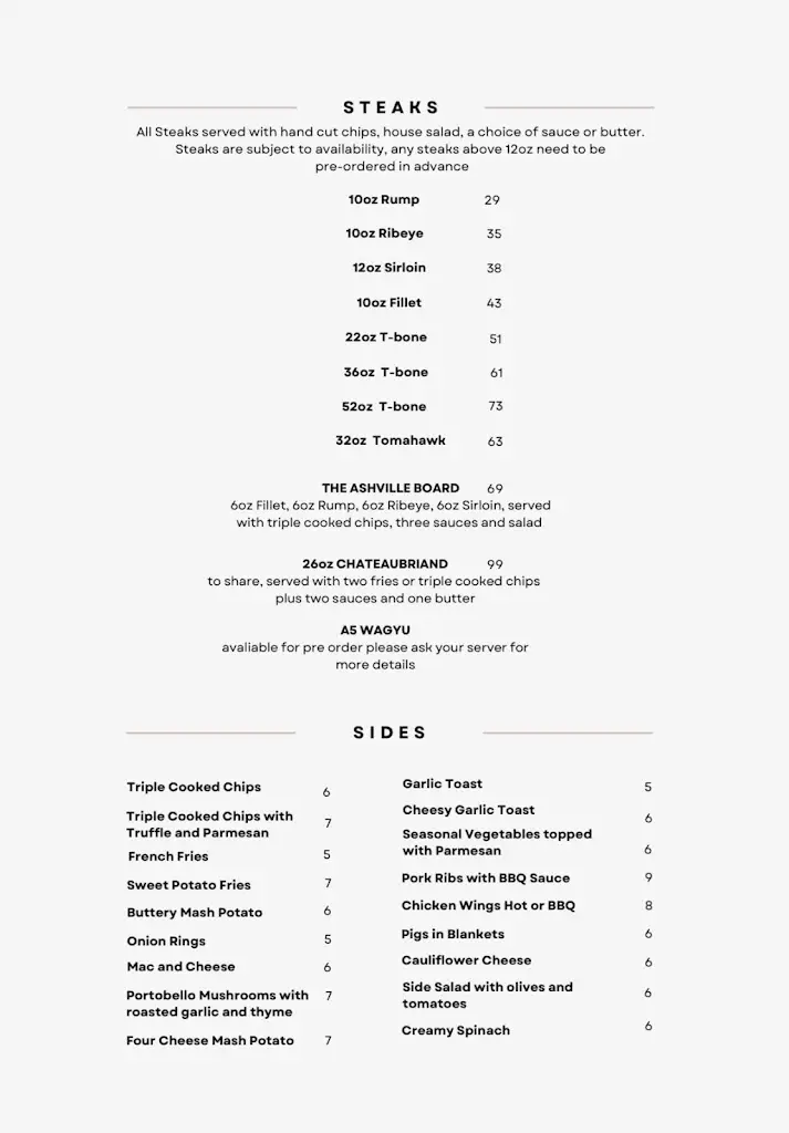 Menu_Ashville Steakhouse at the Prince of Wales Berkeley_Charfield_immagine_1