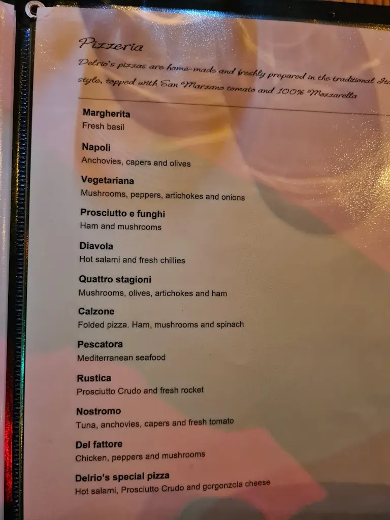 Menu_Delrio's Restaurant_Acomb_image_1