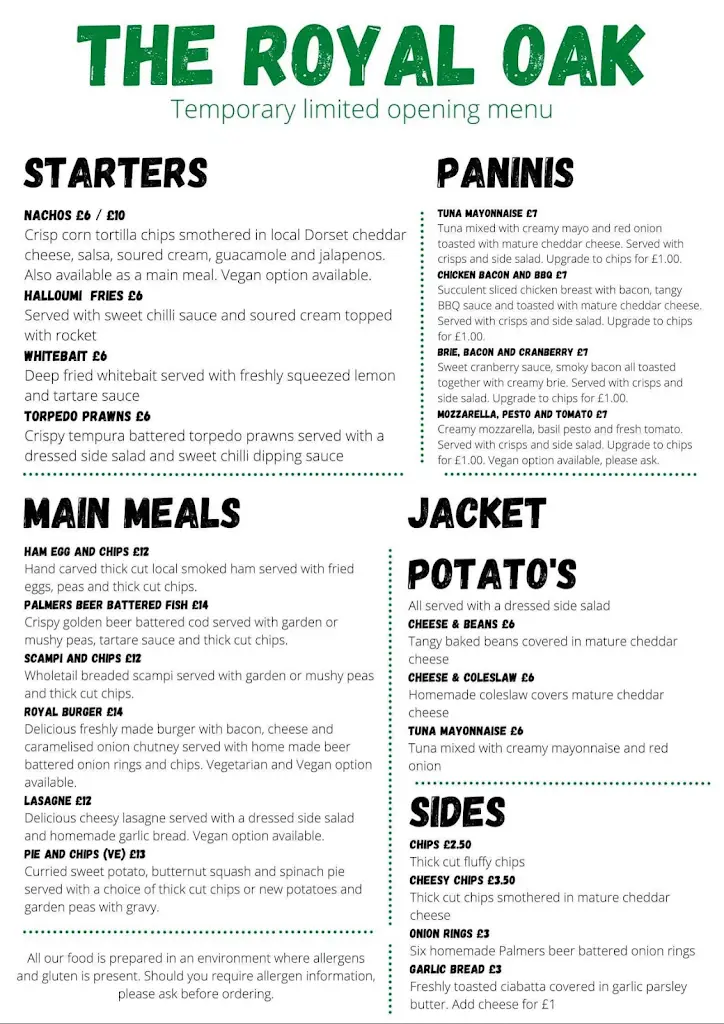 Menu_The Royal Oak Inn_Charmouth_image_1