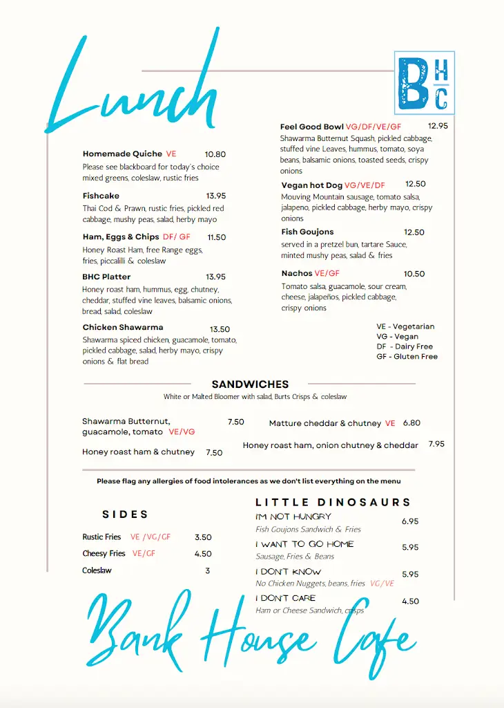 Menu_The Bank House Cafe_Charmouth_immagine_1