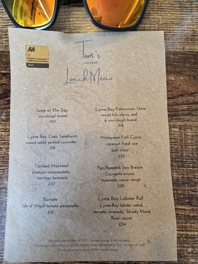 Menu_Tom's Lyme Regis_Charmouth_image_1