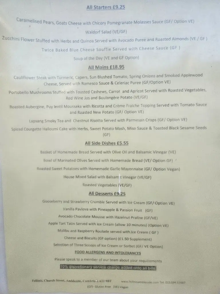 Menu_Fellinis Restaurant_Ambleside_immagine_1