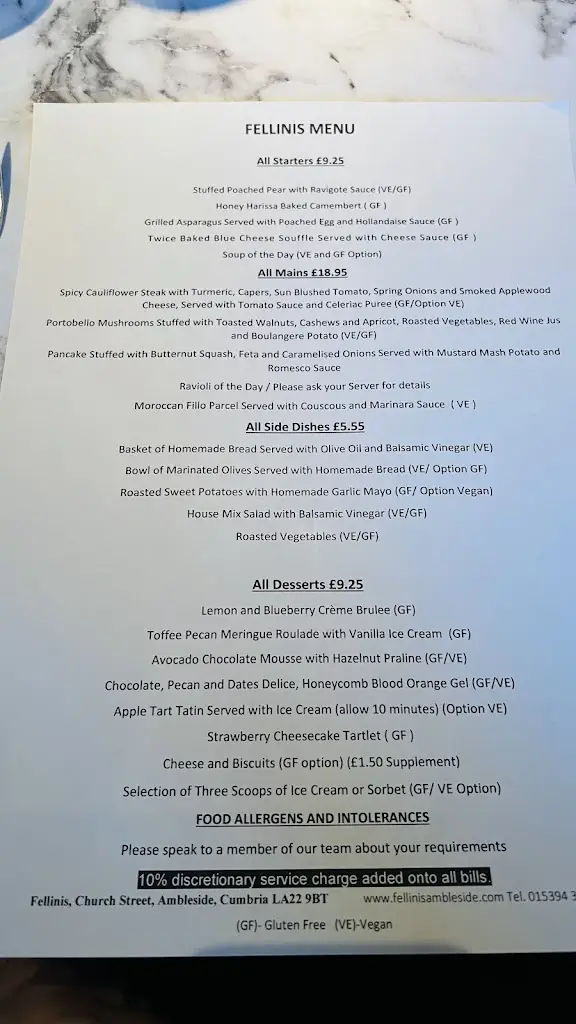 Menu_Fellinis Restaurant_Ambleside_immagine_2