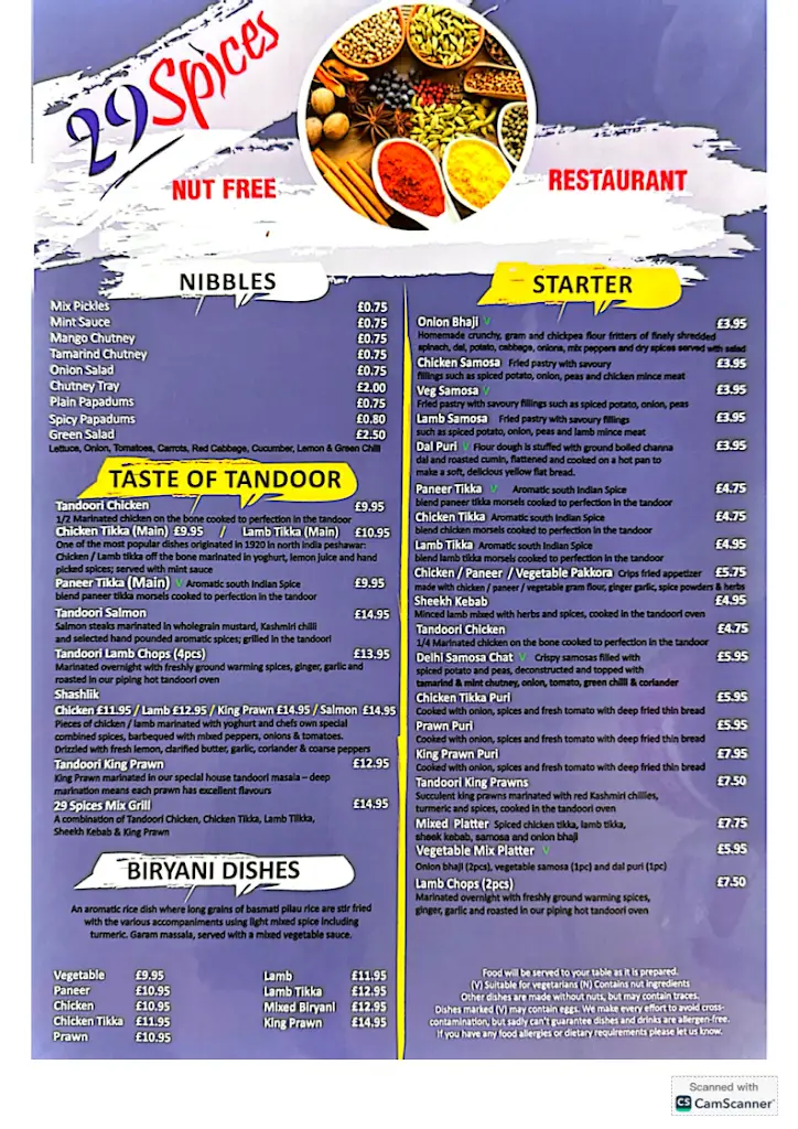 Menu_29 Spices_Charminster_image_1