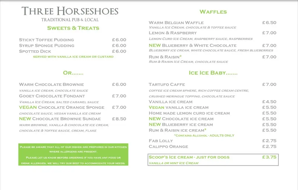 Menu_The Three Horseshoes_Cheddington_image_1