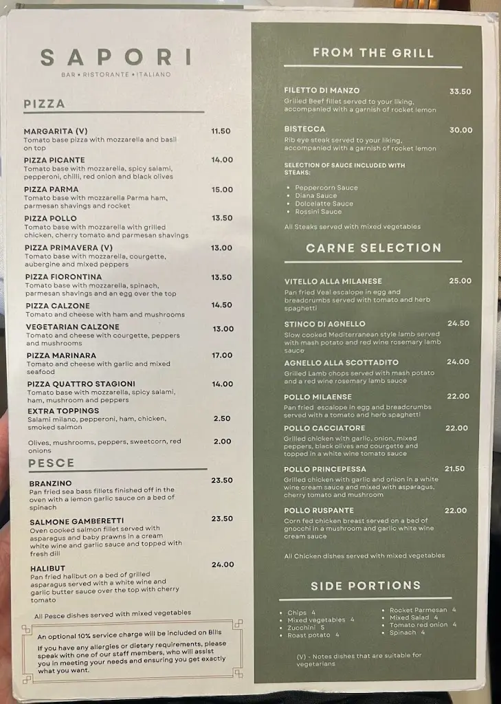 Menu_Sapori italian restaurant_Cheadle Heath_image_1