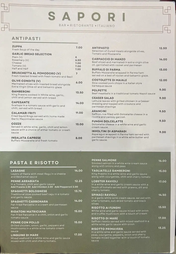 Menu_Sapori italian restaurant_Cheadle Heath_image_3