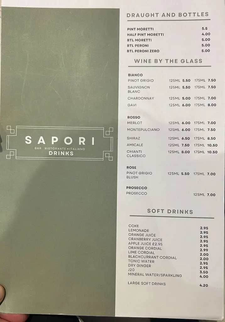 Menu_Sapori italian restaurant_Cheadle Heath_image_4