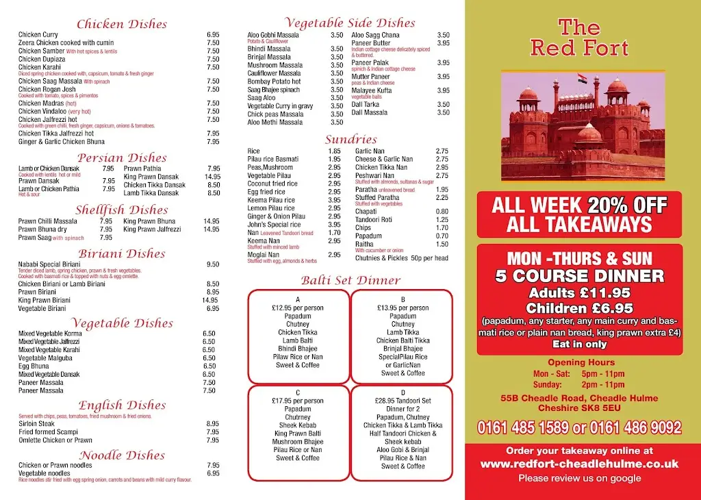 Menu_The Red Fort, Indian Restaurant, Cheadle Hulme_Cheadle Heath_image_1
