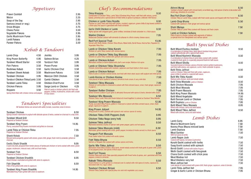 Menu_The Red Fort, Indian Restaurant, Cheadle Hulme_Cheadle Heath_image_3