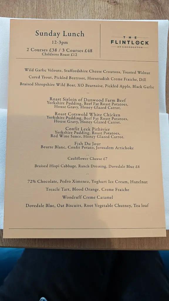 Menu_The Flintlock at Cheddleton_Cheddleton_image_1