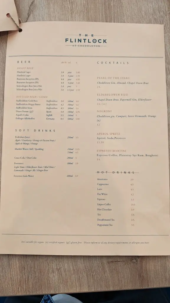 Menu_The Flintlock at Cheddleton_Cheddleton_image_4